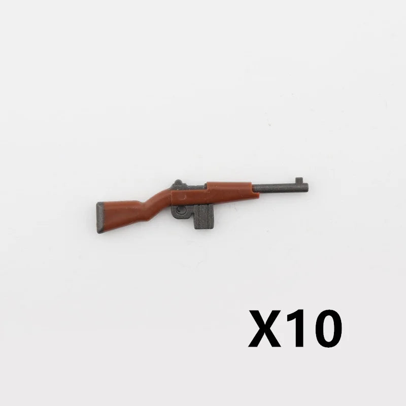 WW2 Soldiers Weapon Building Blocks Set – Two-Color Printed Rifles, Submachine Guns, Sniper Guns – Military Accessories for LEGO® Compatible Bricks – C238