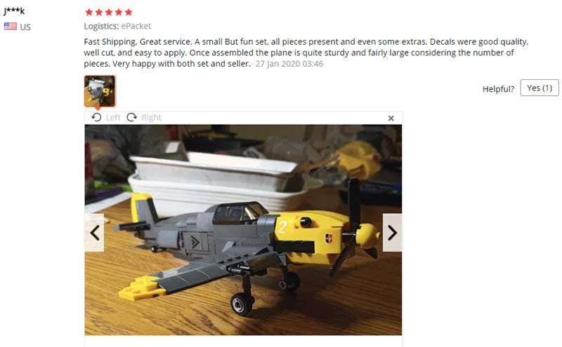 89PCS WW2 BF-109 Fighter Aircraft Building Blocks Set – Lego Compatible Airplane Model | Military Air Force Classic DIY Toy for Kids