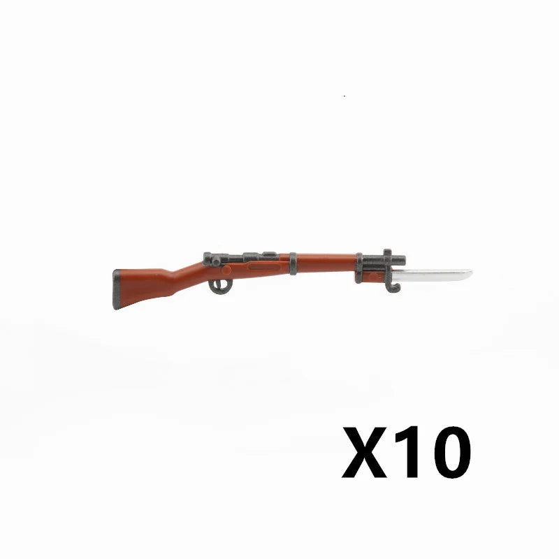 WW2 Soldiers Weapon Building Blocks Set – Two-Color Printed Rifles, Submachine Guns, Sniper Guns – Military Accessories for LEGO® Compatible Bricks – C238