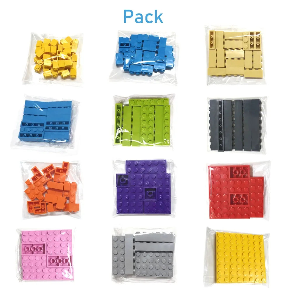 122PCS Thick Figures DIY Building Blocks Set – 12 Size Mixed Bricks, 17 Colors, LEGO® Compatible Educational Plastic Toys for Kids