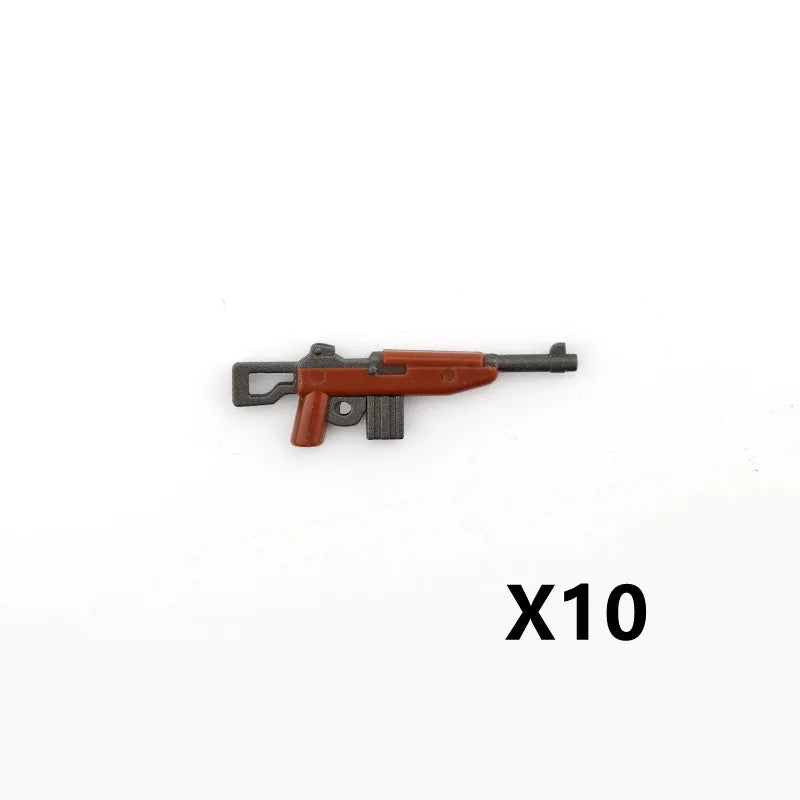 WW2 Soldiers Weapon Building Blocks Set – Two-Color Printed Rifles, Submachine Guns, Sniper Guns – Military Accessories for LEGO® Compatible Bricks – C238