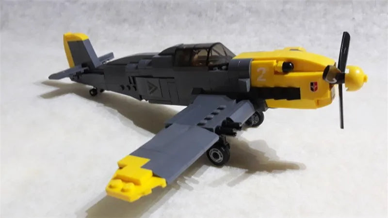 89PCS WW2 BF-109 Fighter Aircraft Building Blocks Set – Lego Compatible Airplane Model | Military Air Force Classic DIY Toy for Kids