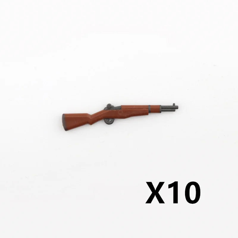 WW2 Soldiers Weapon Building Blocks Set – Two-Color Printed Rifles, Submachine Guns, Sniper Guns – Military Accessories for LEGO® Compatible Bricks – C238