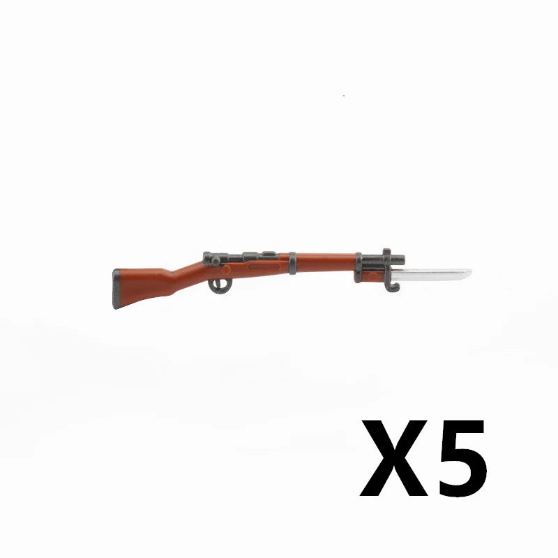 WW2 Soldiers Weapon Building Blocks Set – Two-Color Printed Rifles, Submachine Guns, Sniper Guns – Military Accessories for LEGO® Compatible Bricks – C238