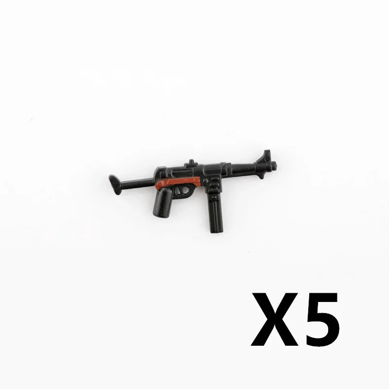 WW2 Soldiers Weapon Building Blocks Set – Two-Color Printed Rifles, Submachine Guns, Sniper Guns – Military Accessories for LEGO® Compatible Bricks – C238