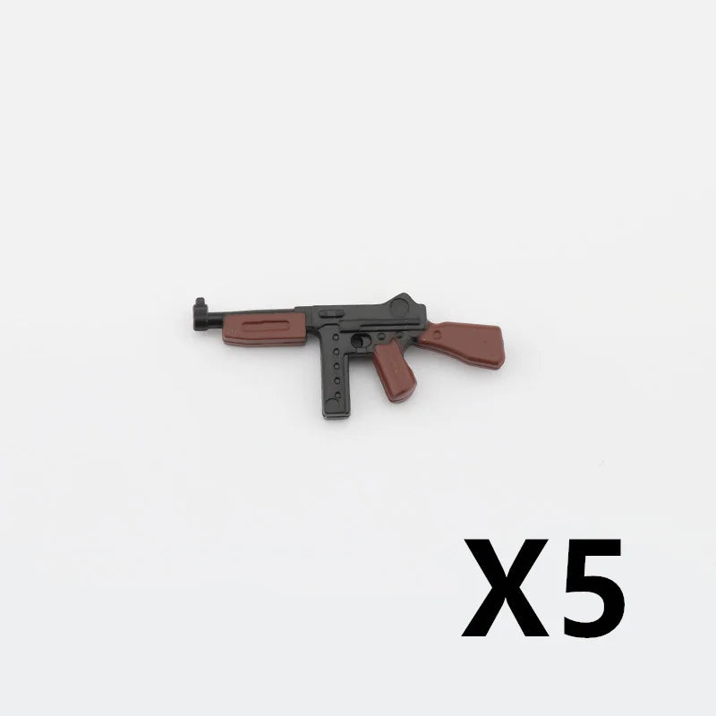 WW2 Soldiers Weapon Building Blocks Set – Two-Color Printed Rifles, Submachine Guns, Sniper Guns – Military Accessories for LEGO® Compatible Bricks – C238