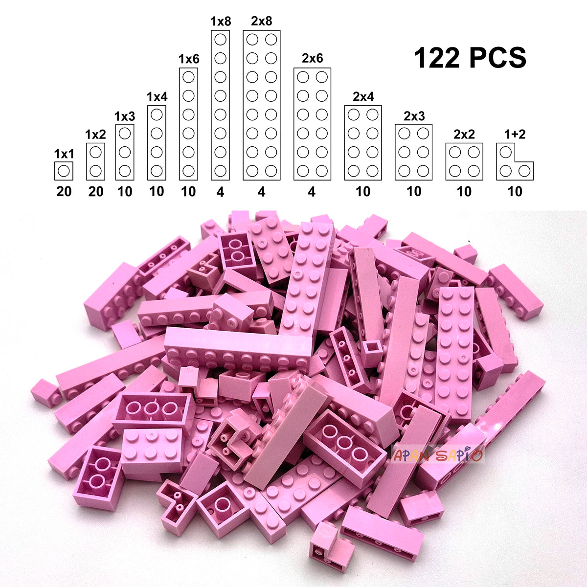 122PCS Thick Figures DIY Building Blocks Set – 12 Size Mixed Bricks, 17 Colors, LEGO® Compatible Educational Plastic Toys for Kids
