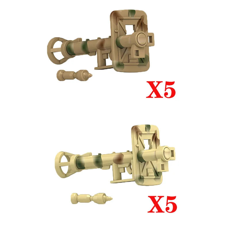 WW2 Soldiers Weapon Building Blocks Set – Two-Color Printed Rifles, Submachine Guns, Sniper Guns – Military Accessories for LEGO® Compatible Bricks – C238