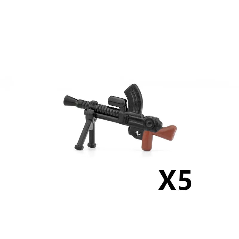 WW2 Soldiers Weapon Building Blocks Set – Two-Color Printed Rifles, Submachine Guns, Sniper Guns – Military Accessories for LEGO® Compatible Bricks – C238