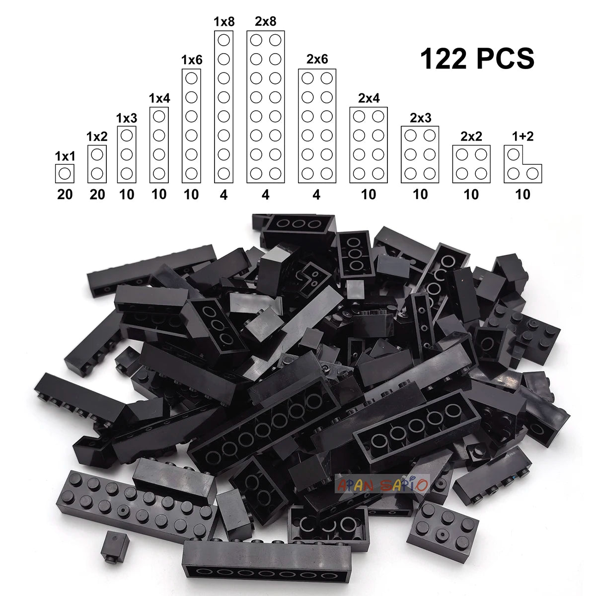 122PCS Thick Figures DIY Building Blocks Set – 12 Size Mixed Bricks, 17 Colors, LEGO® Compatible Educational Plastic Toys for Kids