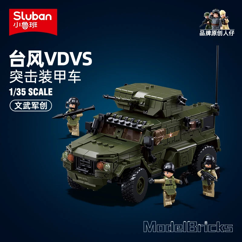 519PCS Military Typhoon VDVS Assault Armored Vehicle Model – Lego-Compatible Building Blocks Set with 4 Soldiers | Educational Military Toy for Kids