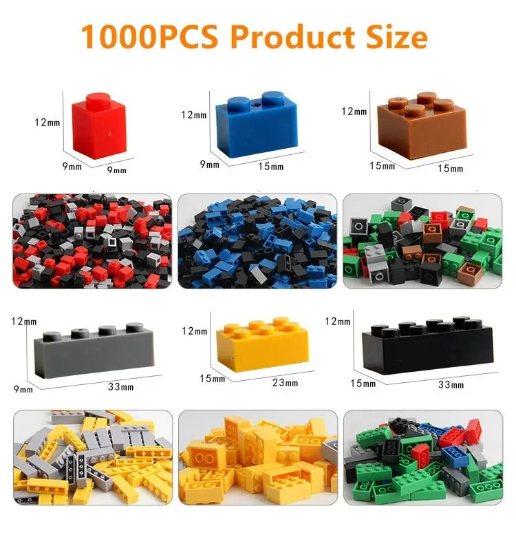 1000PCS DIY Creative Building Blocks Bulk Set – City Classic Bricks, LEGO® Compatible, Educational Toys for Kids, Birthday Gift