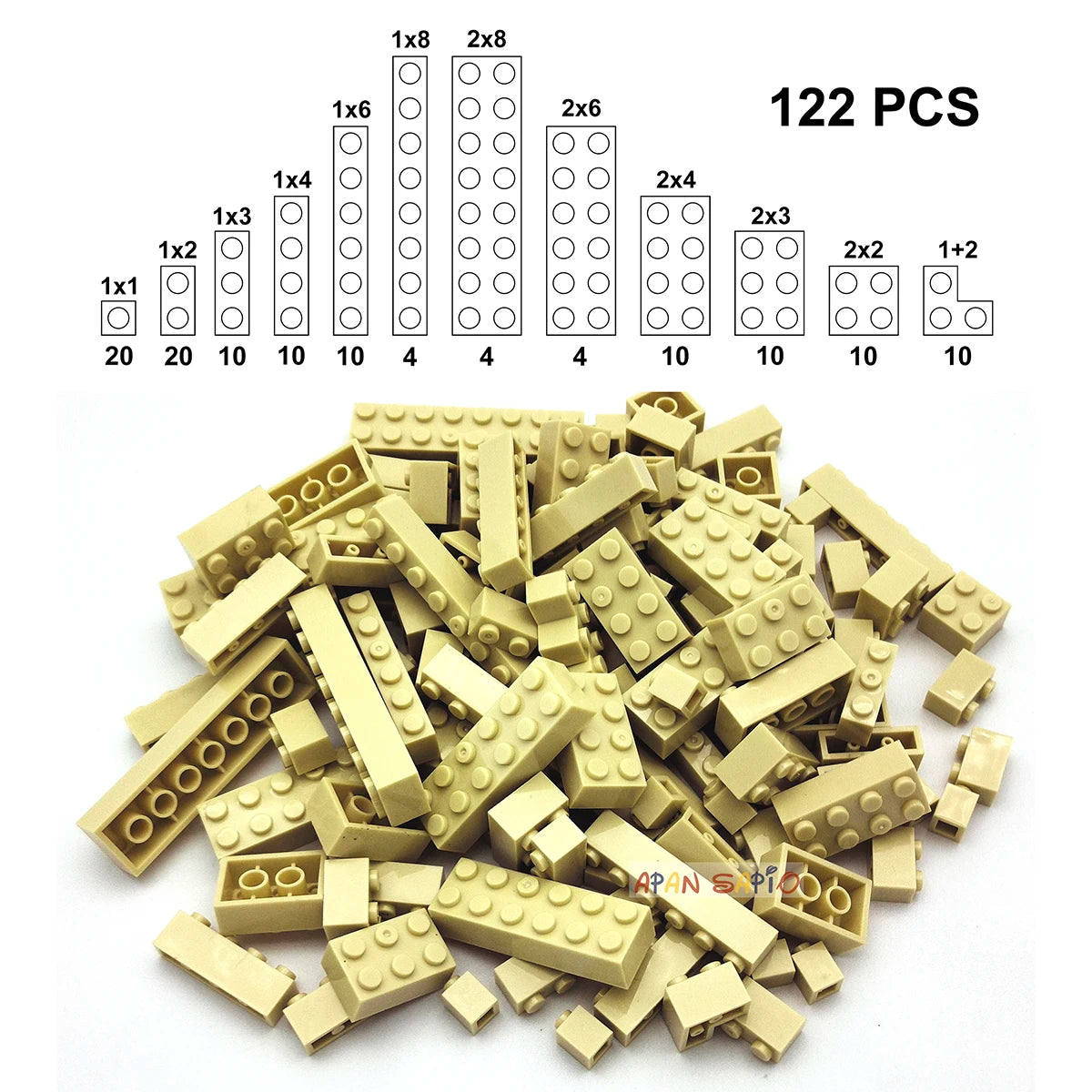 122PCS Thick Figures DIY Building Blocks Set – 12 Size Mixed Bricks, 17 Colors, LEGO® Compatible Educational Plastic Toys for Kids