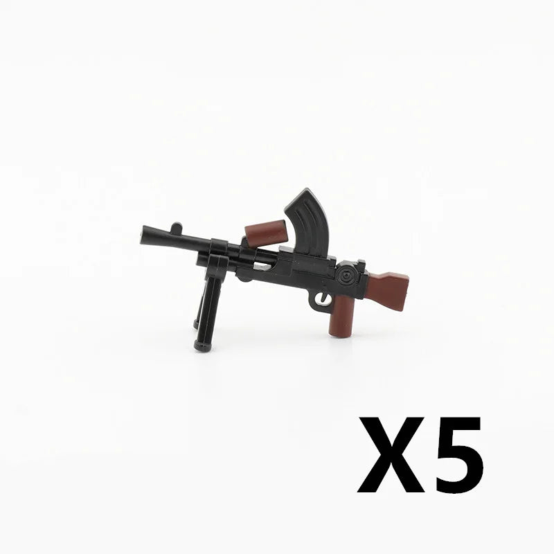 WW2 Soldiers Weapon Building Blocks Set – Two-Color Printed Rifles, Submachine Guns, Sniper Guns – Military Accessories for LEGO® Compatible Bricks – C238