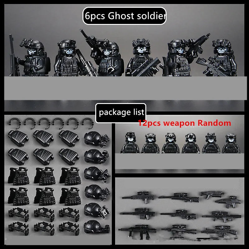 Special Forces Military Minifigures Set – Lego Compatible Army Soldiers with Weapons & Gear – Kids DIY Battle Toy