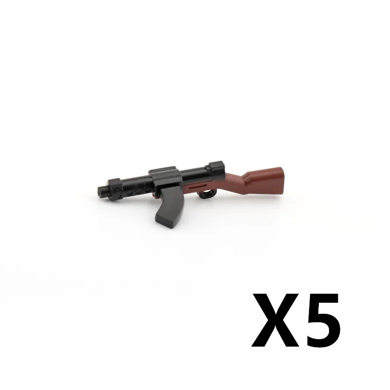 WW2 Soldiers Weapon Building Blocks Set – Two-Color Printed Rifles, Submachine Guns, Sniper Guns – Military Accessories for LEGO® Compatible Bricks – C238