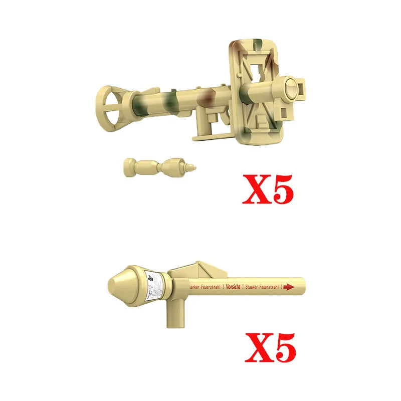 WW2 Soldiers Weapon Building Blocks Set – Two-Color Printed Rifles, Submachine Guns, Sniper Guns – Military Accessories for LEGO® Compatible Bricks – C238
