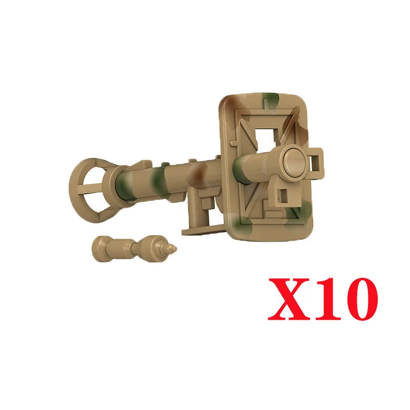 WW2 Soldiers Weapon Building Blocks Set – Two-Color Printed Rifles, Submachine Guns, Sniper Guns – Military Accessories for LEGO® Compatible Bricks – C238