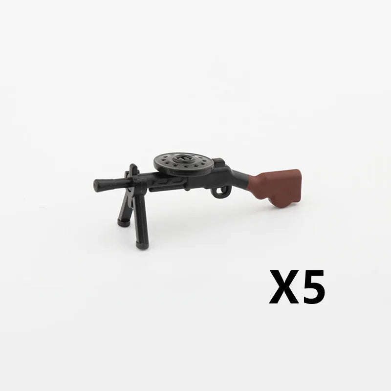 WW2 Soldiers Weapon Building Blocks Set – Two-Color Printed Rifles, Submachine Guns, Sniper Guns – Military Accessories for LEGO® Compatible Bricks – C238