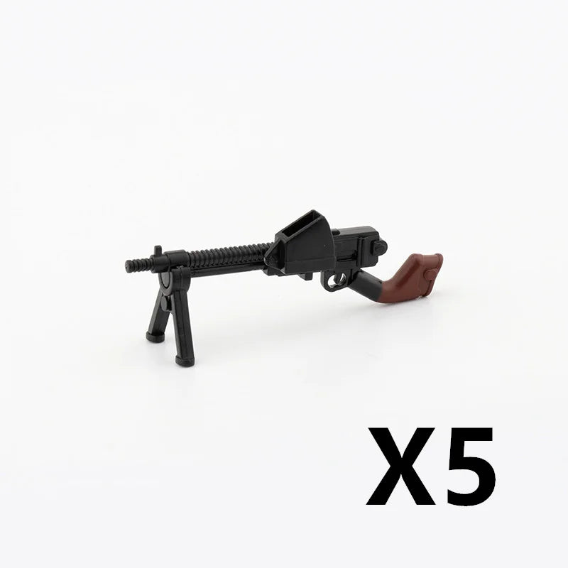 WW2 Soldiers Weapon Building Blocks Set – Two-Color Printed Rifles, Submachine Guns, Sniper Guns – Military Accessories for LEGO® Compatible Bricks – C238