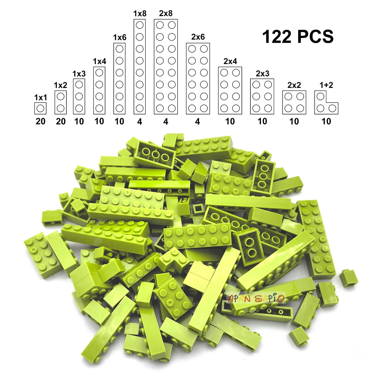 122PCS Thick Figures DIY Building Blocks Set – 12 Size Mixed Bricks, 17 Colors, LEGO® Compatible Educational Plastic Toys for Kids