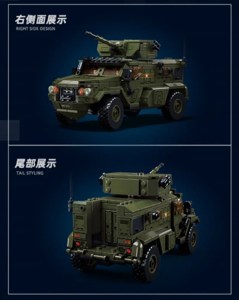 519PCS Military Typhoon VDVS Assault Armored Vehicle Model – Lego-Compatible Building Blocks Set with 4 Soldiers | Educational Military Toy for Kids