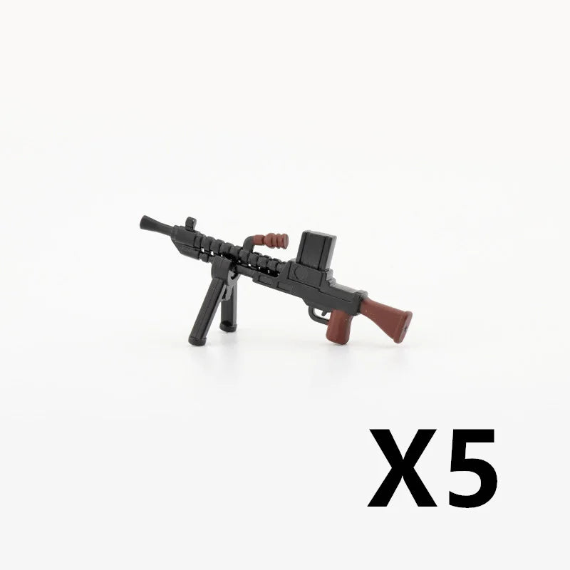 WW2 Soldiers Weapon Building Blocks Set – Two-Color Printed Rifles, Submachine Guns, Sniper Guns – Military Accessories for LEGO® Compatible Bricks – C238