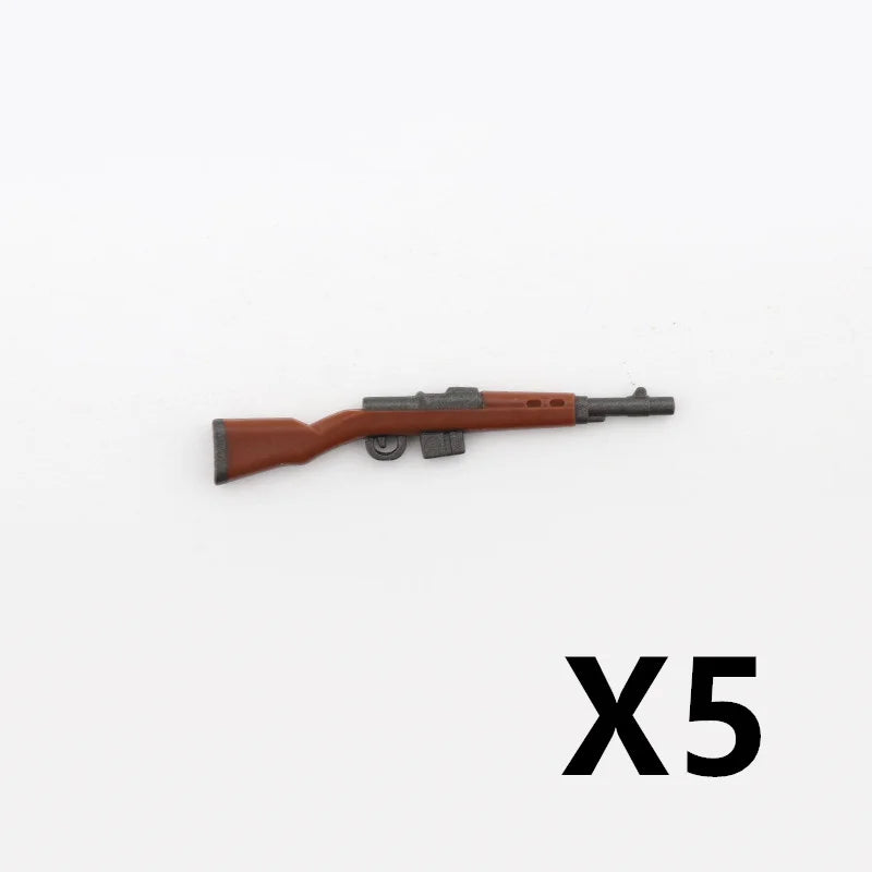WW2 Soldiers Weapon Building Blocks Set – Two-Color Printed Rifles, Submachine Guns, Sniper Guns – Military Accessories for LEGO® Compatible Bricks – C238