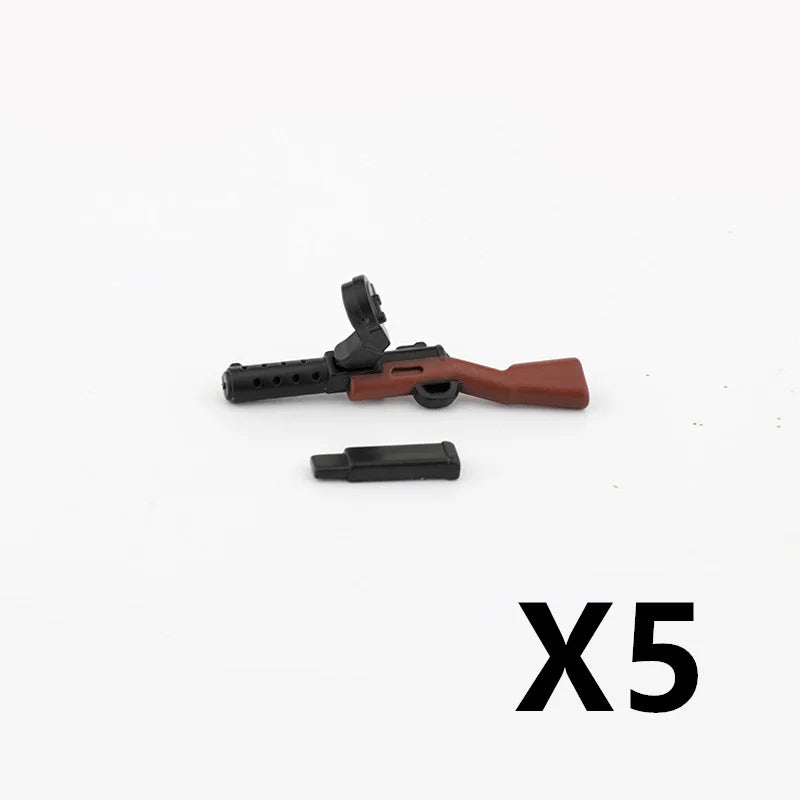 WW2 Soldiers Weapon Building Blocks Set – Two-Color Printed Rifles, Submachine Guns, Sniper Guns – Military Accessories for LEGO® Compatible Bricks – C238