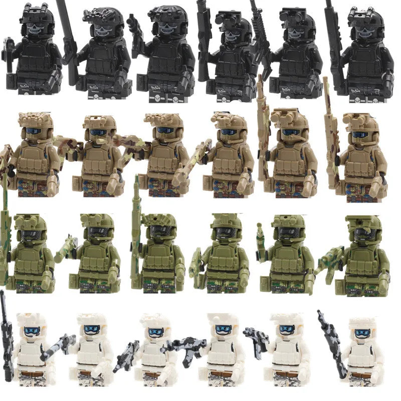 Special Forces Military Minifigures Set – Lego Compatible Army Soldiers with Weapons & Gear – Kids DIY Battle Toy