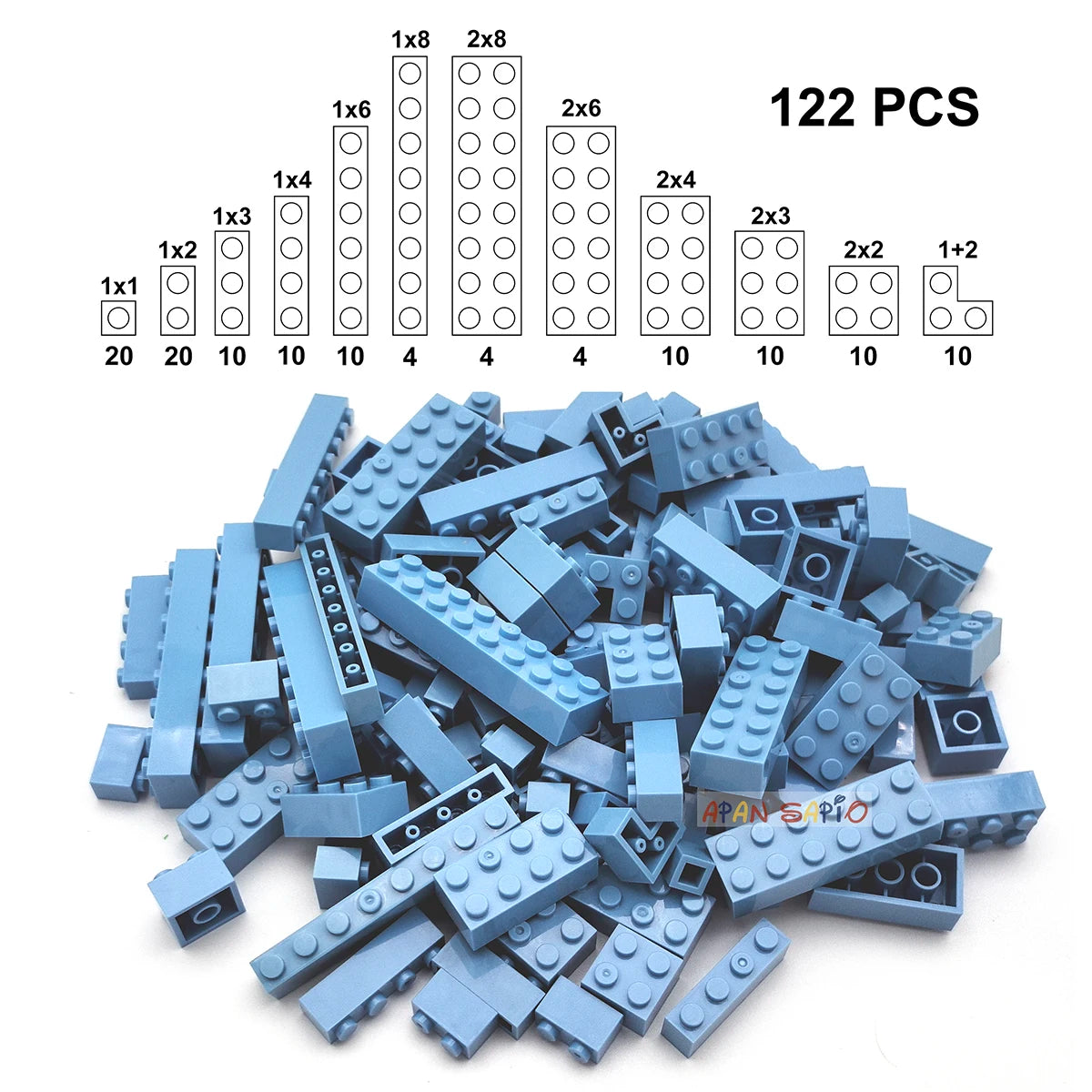122PCS Thick Figures DIY Building Blocks Set – 12 Size Mixed Bricks, 17 Colors, LEGO® Compatible Educational Plastic Toys for Kids