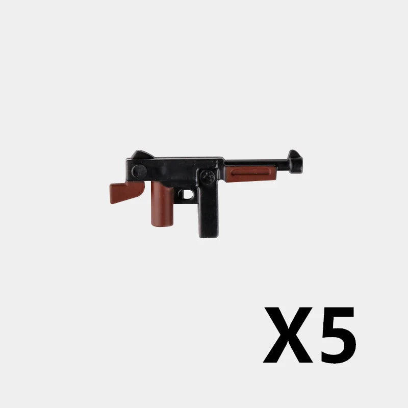 WW2 Soldiers Weapon Building Blocks Set – Two-Color Printed Rifles, Submachine Guns, Sniper Guns – Military Accessories for LEGO® Compatible Bricks – C238