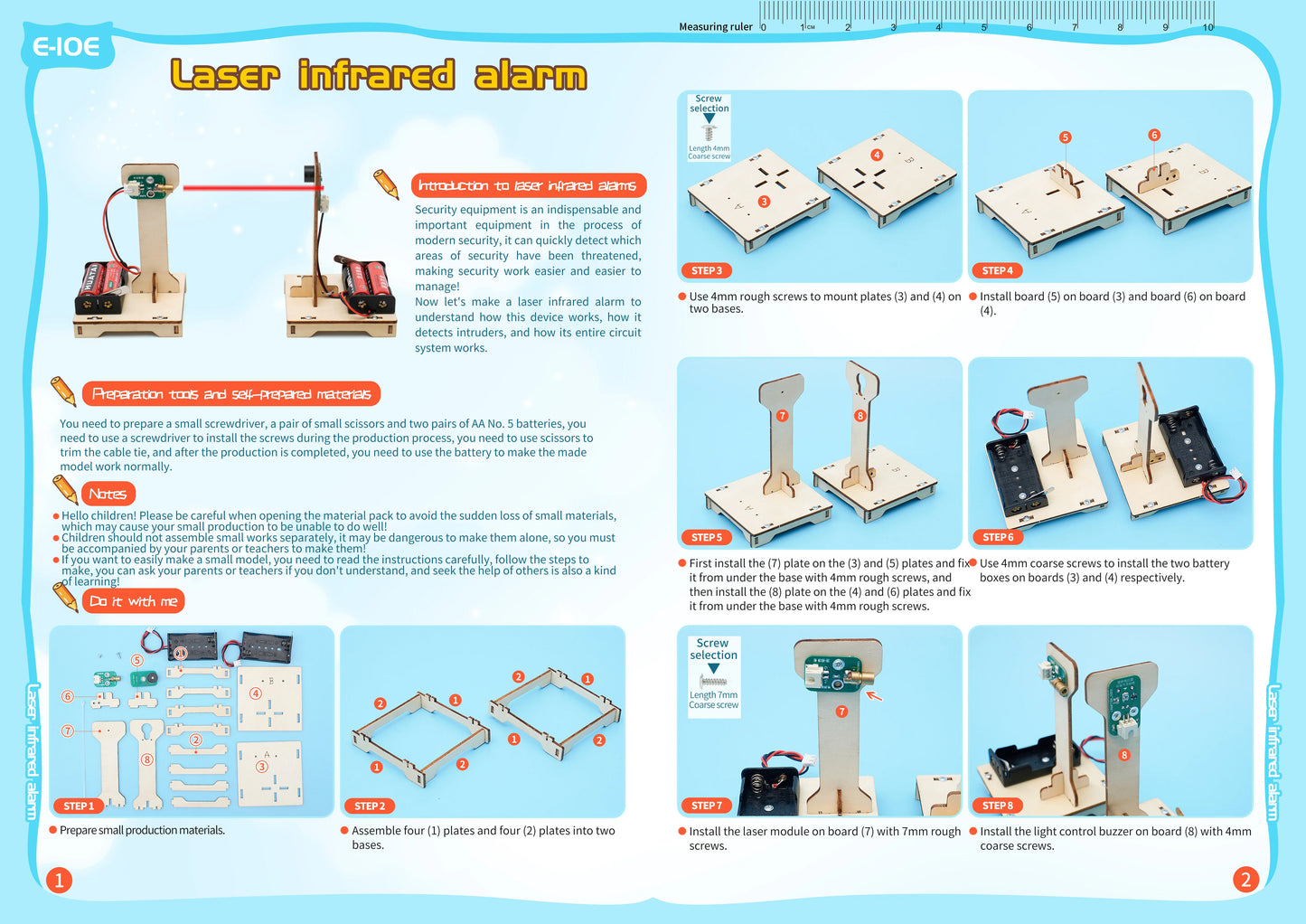 DIY Infrared Alarm STEM Toy Kit – Educational Science & Technology Wooden Puzzle for Kids | Build-Your-Own Motion Sensor Model (Ages 6+)