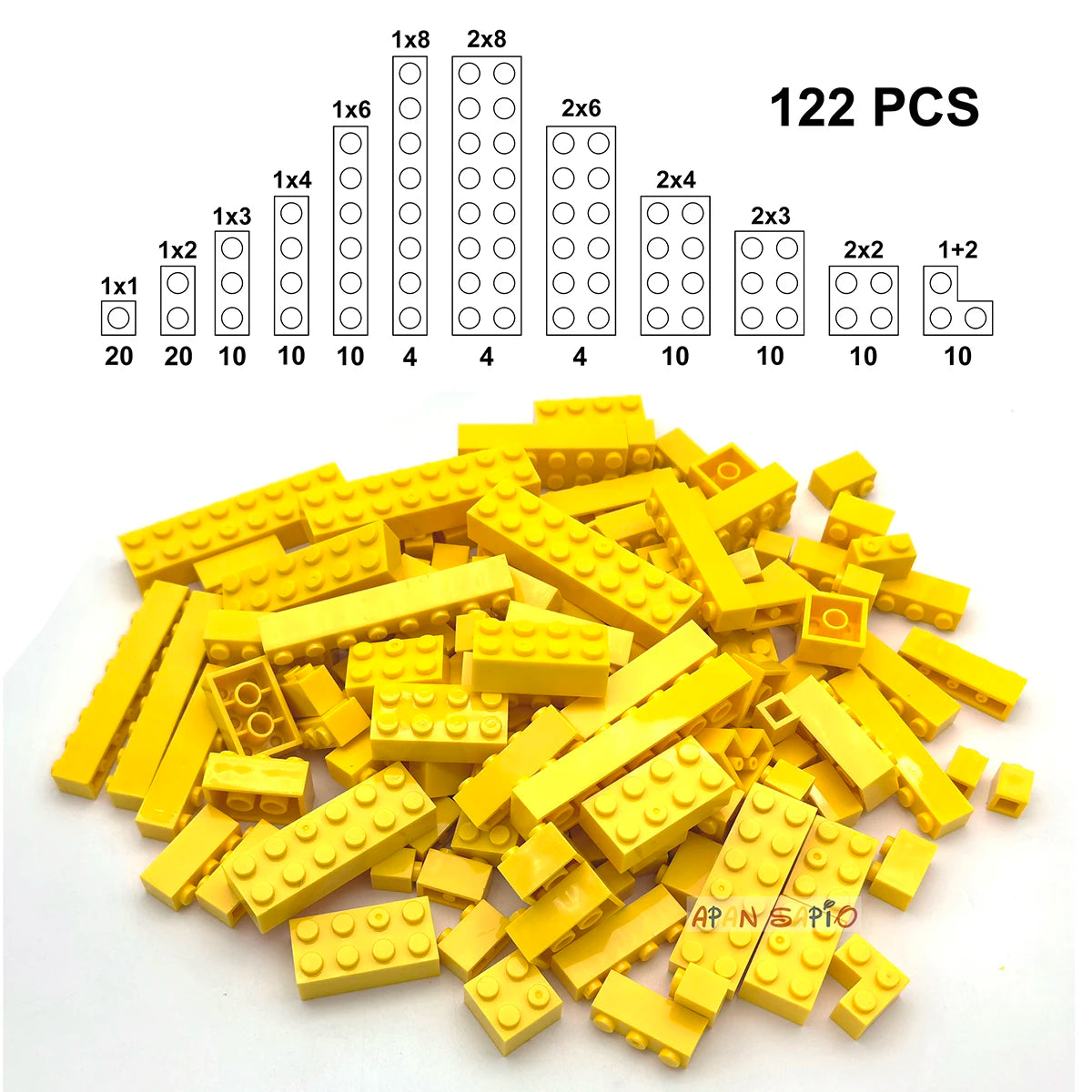 122PCS Thick Figures DIY Building Blocks Set – 12 Size Mixed Bricks, 17 Colors, LEGO® Compatible Educational Plastic Toys for Kids