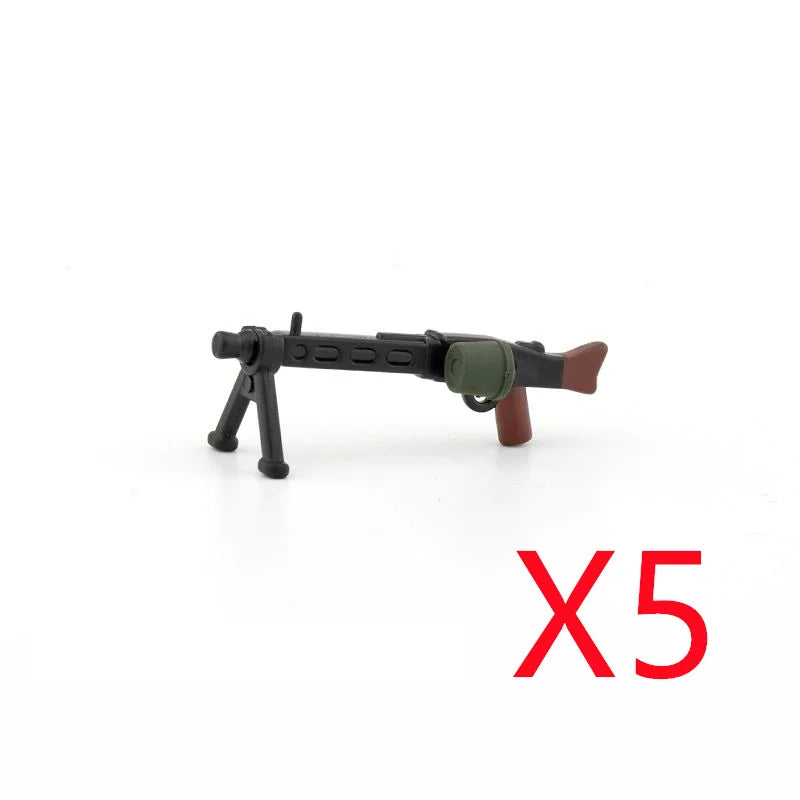 WW2 Soldiers Weapon Building Blocks Set – Two-Color Printed Rifles, Submachine Guns, Sniper Guns – Military Accessories for LEGO® Compatible Bricks – C238