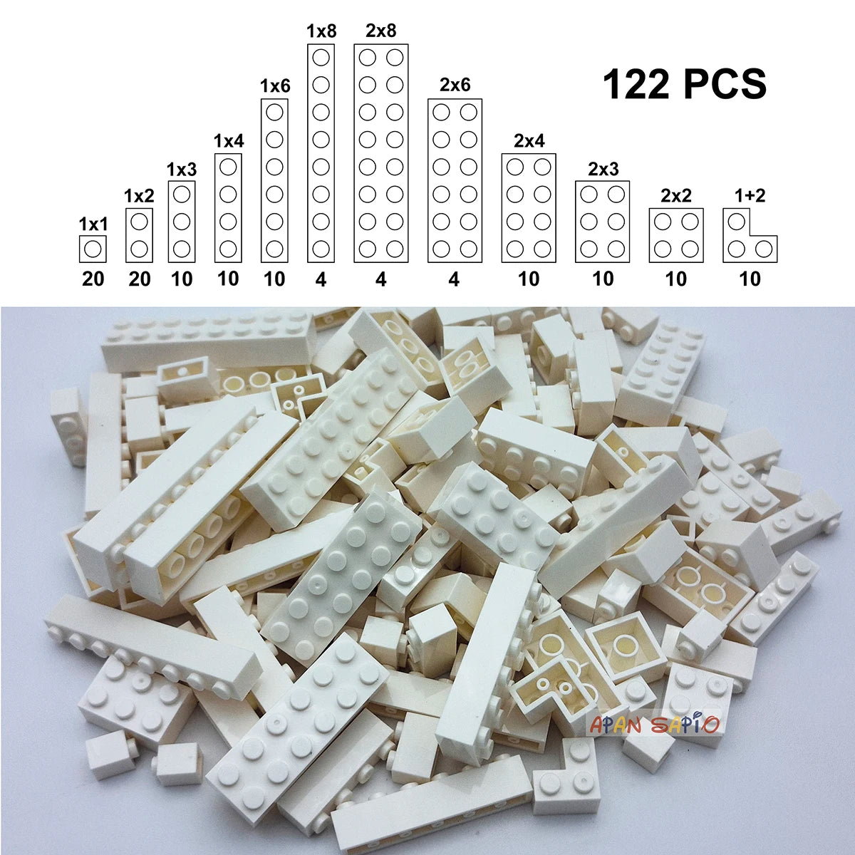 122PCS Thick Figures DIY Building Blocks Set – 12 Size Mixed Bricks, 17 Colors, LEGO® Compatible Educational Plastic Toys for Kids
