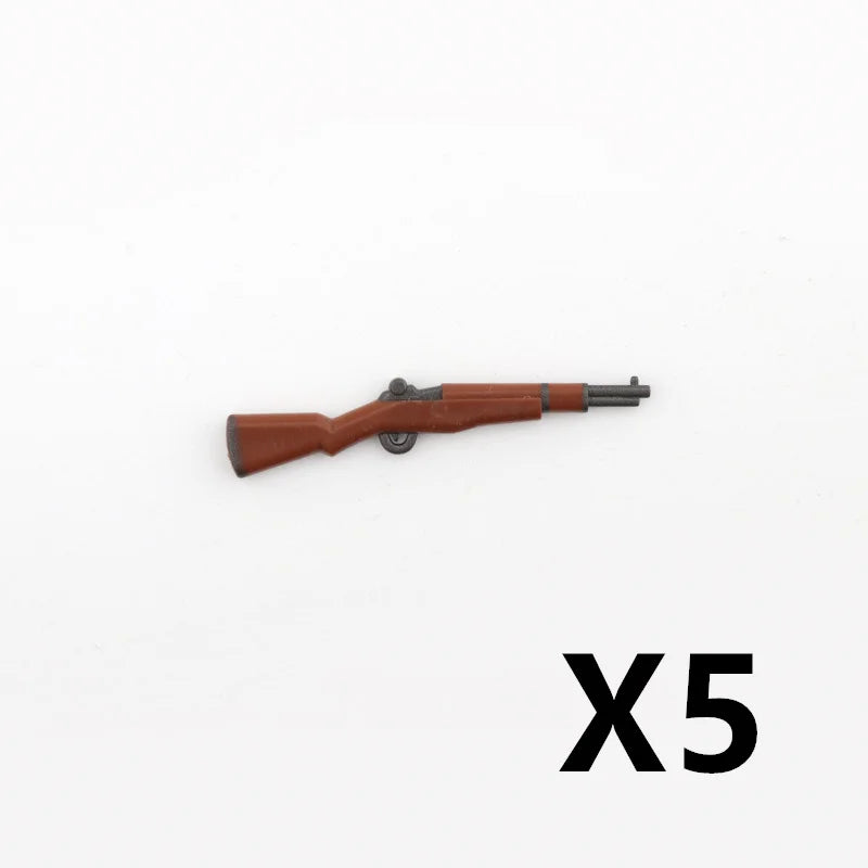 WW2 Soldiers Weapon Building Blocks Set – Two-Color Printed Rifles, Submachine Guns, Sniper Guns – Military Accessories for LEGO® Compatible Bricks – C238