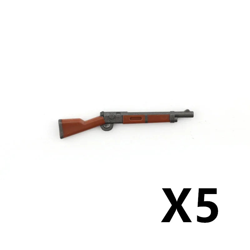 WW2 Soldiers Weapon Building Blocks Set – Two-Color Printed Rifles, Submachine Guns, Sniper Guns – Military Accessories for LEGO® Compatible Bricks – C238