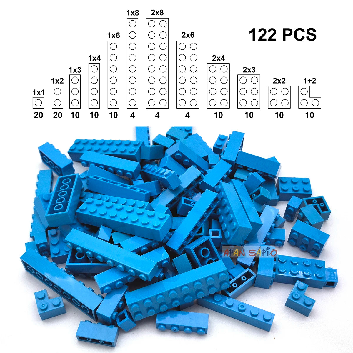 122PCS Thick Figures DIY Building Blocks Set – 12 Size Mixed Bricks, 17 Colors, LEGO® Compatible Educational Plastic Toys for Kids