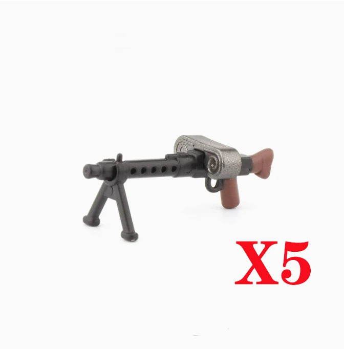WW2 Soldiers Weapon Building Blocks Set – Two-Color Printed Rifles, Submachine Guns, Sniper Guns – Military Accessories for LEGO® Compatible Bricks – C238