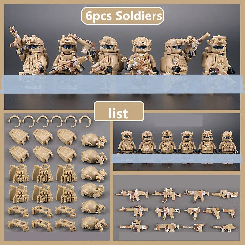 Special Forces Military Minifigures Set – Lego Compatible Army Soldiers with Weapons & Gear – Kids DIY Battle Toy