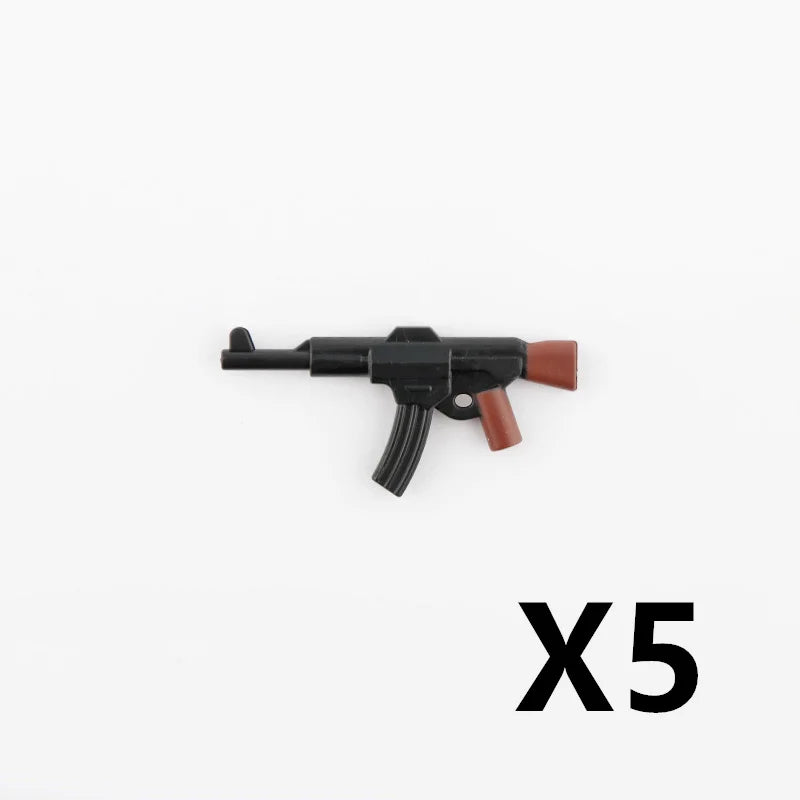 WW2 Soldiers Weapon Building Blocks Set – Two-Color Printed Rifles, Submachine Guns, Sniper Guns – Military Accessories for LEGO® Compatible Bricks – C238