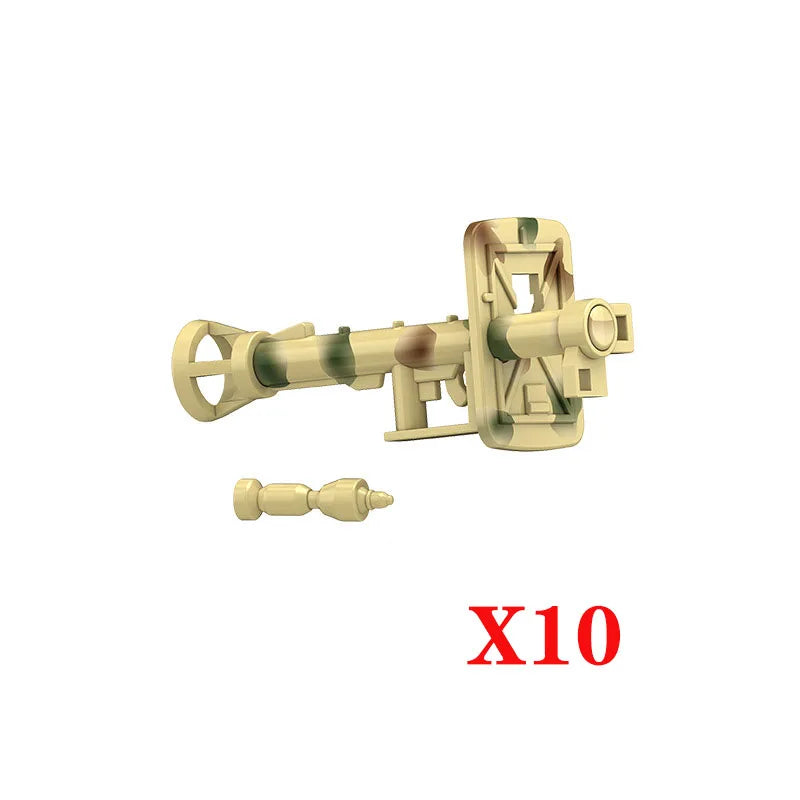 WW2 Soldiers Weapon Building Blocks Set – Two-Color Printed Rifles, Submachine Guns, Sniper Guns – Military Accessories for LEGO® Compatible Bricks – C238