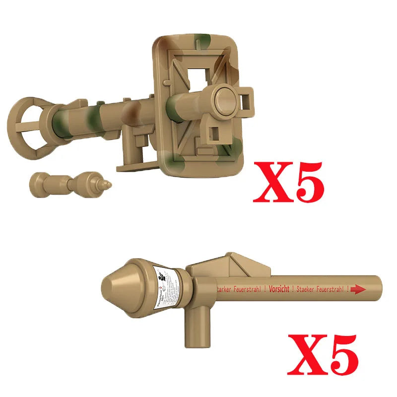 WW2 Soldiers Weapon Building Blocks Set – Two-Color Printed Rifles, Submachine Guns, Sniper Guns – Military Accessories for LEGO® Compatible Bricks – C238