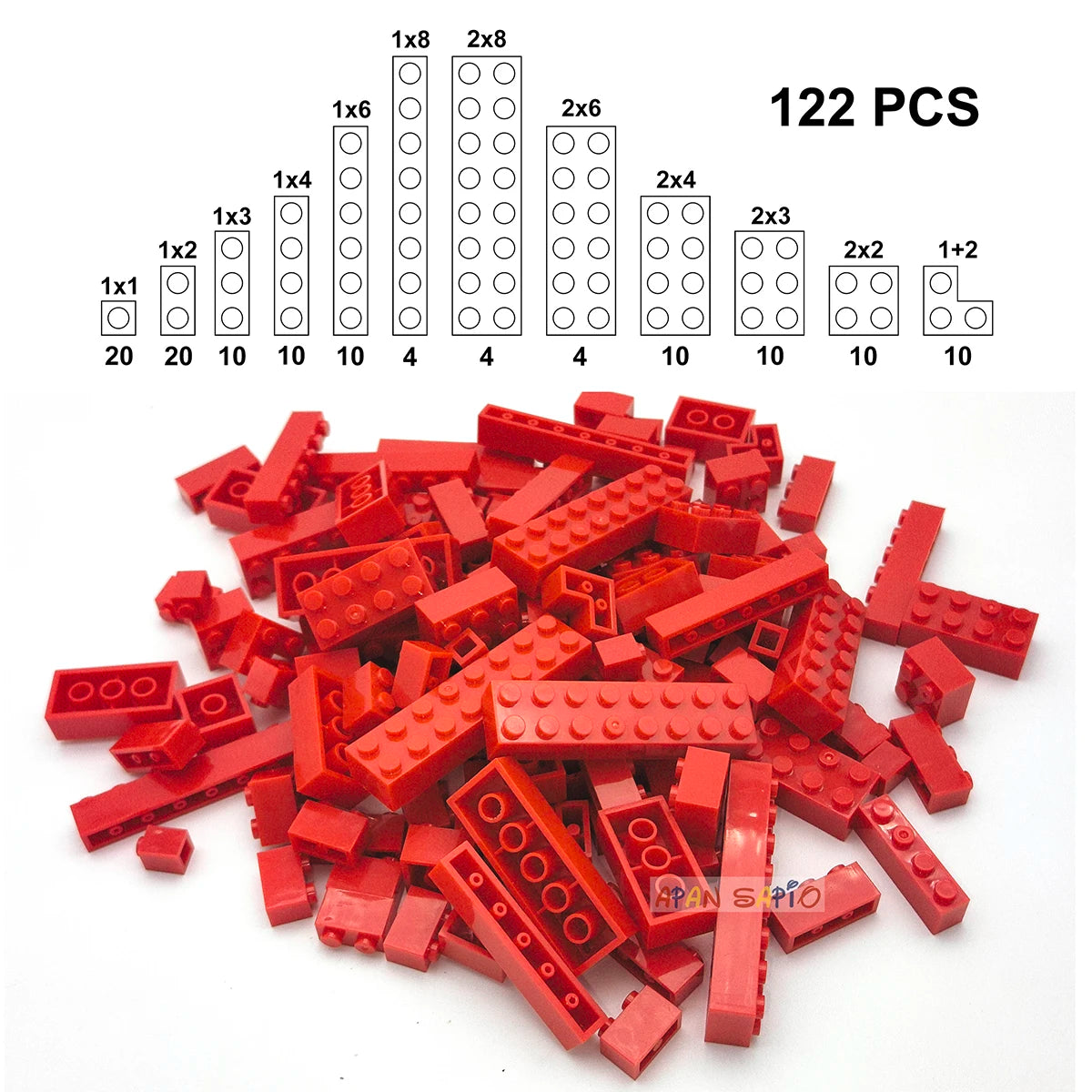 122PCS Thick Figures DIY Building Blocks Set – 12 Size Mixed Bricks, 17 Colors, LEGO® Compatible Educational Plastic Toys for Kids