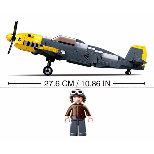 89PCS WW2 BF-109 Fighter Aircraft Building Blocks Set – Lego Compatible Airplane Model | Military Air Force Classic DIY Toy for Kids