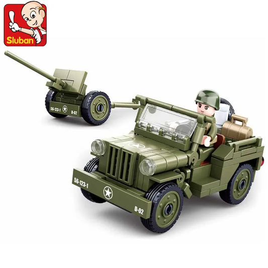 143Pcs WW2 US WILLYS Car Building Blocks - Normandy Landing Military Vehicle Model | Army Car Classic Bricks for Kids | Educational DIY Toy