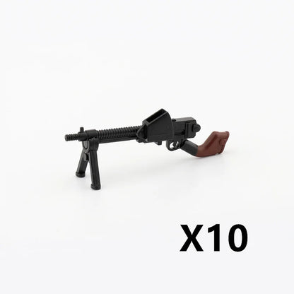 WW2 Soldiers Weapon Building Blocks Set – Two-Color Printed Rifles, Submachine Guns, Sniper Guns – Military Accessories for LEGO® Compatible Bricks – C238