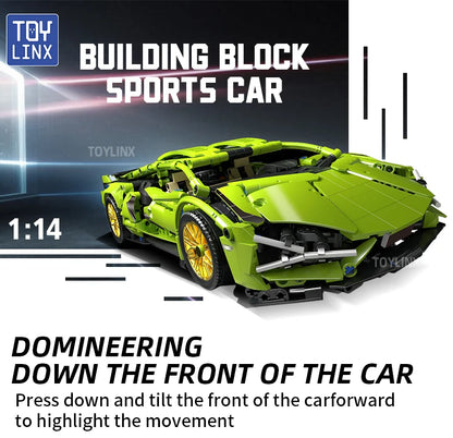 SuperCar Building Blocks | ToylinX Lamborghini & Bugatti Supercar Model | LEGO-Compatible Mechanical DIY Set | RC-Ready Puzzle Bricks Gift