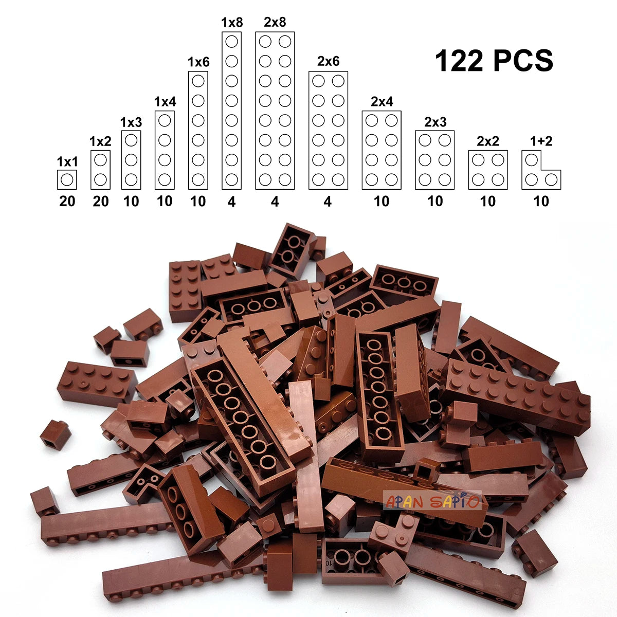122PCS Thick Figures DIY Building Blocks Set – 12 Size Mixed Bricks, 17 Colors, LEGO® Compatible Educational Plastic Toys for Kids